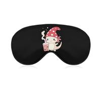 Anime Axolotl Milk Tea Sleep Mask Adjustable Eye Mask Blindfold Eye Cover Sleeping Mask for Home Travel