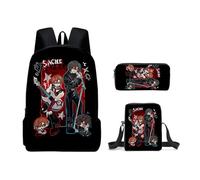 Anime Backpack 3Pcs Set, Luka/Mizi/Ivan/Till Figure Print School Bag Single Shoulder Bag Pencil Case Daypack Casual Laptop Bag for Teens Boys Girls
