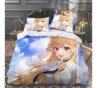 Anime Bedding Sets My Dress-Up Darling 3-Piece, Cute Bed Set Single/Double/King Comforter Set with 1 Quilt Cover + 2 Pillow Shams for Bedding Decro