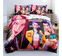 Anime Bedroom Double Duvet Cover Set Soft Lightweight Polyester,Mira Zoey Jinu Tiger Sajo Bedding Set