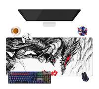 Anime Berserk Guts Mouse Pad | Extra Large Waterproof Mouse Pad | Non-Slip Rubber Base for PC, Laptop, Esports | Keyboard and Mouse Protection (1, 35.4" × 15.7" × 0.12")