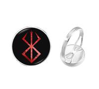 Anime Berserk Ring for Men Sword Logo Warrior of Norse Viking Mythology Glass Dome Rings for Women Fashion
