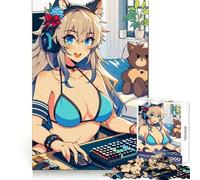 Anime Bikini Gamer Girl 1000 Piece Jigsaw Puzzles for Adults Jigsaw Mental Sharpness Quiet Enjoyment Smooth Edges Heartfelt Gift (38x26cm)