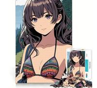 Anime Bikini Girl Hiking Jigsaw Puzzle 1000 Think Boost Game Tight Lock No Loose Pieces Interactive Brain Challenge for Home (50x75cm)