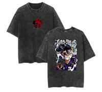 Anime Black Asta Clover Retro Trendy Printed Tee Asta Harajuku Anime T-Shirt