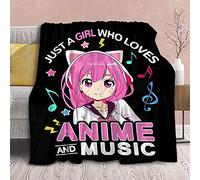 Anime Blanket, Music Fleece Cartoon Throws,-Just Girl Who Loves Axolotls-Gift for Girls Women Loves Japanese Manga,Super Soft Lightweight Flannel Blankets