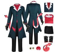 Anime Blitzo Cosplay Costume Outfit with Tail Game Hazbin Hotel Cosplay Adult Charlie Morningstar Uniform Accessories Full Set Clothing Fancy Dress Up Halloween Carnival Party Suit Set for Men Male