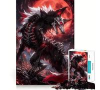 Anime Blood Moon Wolf 1000 Piece Puzzle For Adults Mind Skill Play Laser Cut for Flawless Fit Rewarding Activity for Rainy Days (50x75cm)