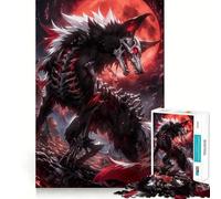Anime Blood Moon Wolf 1000-piece Puzzle for Teenagers Mind Skill Fun Uniform Size Precise Pieces Relaxing Indoor Group Activity (38x26cm)