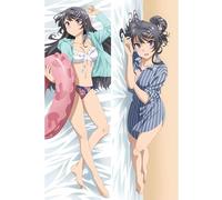 Anime Body Pillowcase Cosplay Rascal Does Not Dream of Bunny Girl Senpai Dakimakura Long Hugging Pillow Cover High Definition Double Sided Print Luxury Bedding Decor for Gaming Room Lounge Bedroom