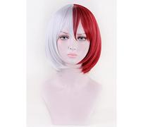 Anime Boku no Hero Academia Todoroki Shoto Cosplay Costume Wig Men Women Synthetic Hair Wigs + Wig Cap OneSize shortwig