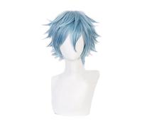 Anime Boku no Hiro Akademia Shigaraki Tomura Wigs Short Gray Blue Mixed Cosplay Wig + Wig Cap