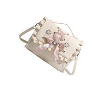 Anime Bows Heart Decors Crossbody Shoulder Bag PU Backpack For Women With Adjustable Strap And Spacious Compartment, Bg, As the pic show