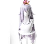 Anime Bowsette Booette Princess Teresa Cosplay Wig, Grayish Purple Long Straight Hair for Halloween Party