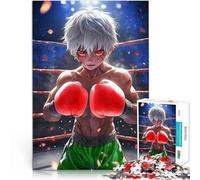 Anime Boxer Boy with Red Eyesteenager Jigsaw Puzzles 1000 Pieces Brain Teaser Fun at Home Activities, Birthday Present,Travel Gifts, 38x26cm