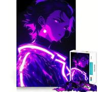 Anime Boy in Neon Lights Jigsaw Puzzles for Adults 1000 Think Boost Game Precise Interlock Structure Easy to Learn Family Enjoyment (50x75cm)