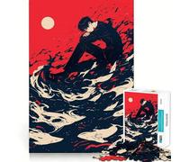 Anime Boy in Red And Black Jigsaw for Adults 1000 Pieces Brain Memory Game Laser Cut for Flawless Fit Unique Gift for Stress Relief (38x52cm)