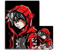 Anime Boy in Red Hoodie Puzzles 1000Pieces for Adults Impossible Jigsaw Puzzles for Adults Challenging Brain Teaser for Teenagers Family Game Night Fun 1000 PCS(75x50cm)