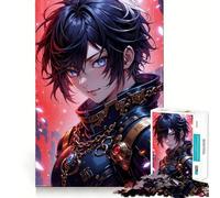 Anime Boy with Blue Eyes Jigsaw Puzzle 1000 Mental Recall Game High Accuracy Cutting Craft Interactive Brain Challenge for Home (50x75cm)