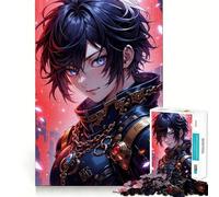 Anime Boy with Blue Eyes Jigsaw Puzzle 1000 Think Boost Game Tight Lock No Loose Pieces Interactive Brain Challenge for Home (38x26cm)
