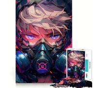 Anime Boy with Gas Mask Jigsaw 1000 Pieces for Teenagers Mind Boost Fun Zero Gap Captivating Leisure for Cozy Indoors (38x26cm)