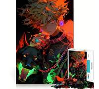 Anime Boy with Wolf Adults 1000 Pieces Puzzle Mind Training Fun Burr Free Clean Cut Pieces Heartwarming Gathering Activity (50x75cm)