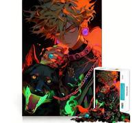 Anime Boy with Wolf Jigsaw 1000 Piece Mind Skill Play Stable Fit No Shifting Parts Enjoyable Pastime for Long Weekends (38x26cm)