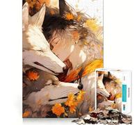 Anime Boy with Wolves And Flowers Jigsaw Puzzle 1000 Recall Fun Play Advanced Laser Cutting Tech Holiday Indoor Entertainment Toy (50x75cm)