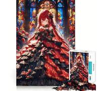 Anime Bride in Red Dress Jigsaw 1000 Pieces Memory Skill Fun Smooth Edge Perfect Interlock Fun-filled Way to Fill Empty Hours (50x75cm)