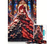 Anime Bride in Red Dress Jigsaw Puzzle 1000 Mental Recall Game High Accuracy Cutting Craft Interactive Brain Challenge for Home (38x52cm)