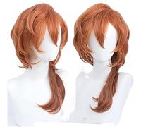 Anime Bungo Stray Dogs Cosplay Wig, Nakahara Chuuya Wig, Orange Long Hair with Free Wig Cap, for Halloween, Party, Carnival