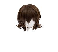 Anime Bungo Stray Dogs Dazai Osamu Wig Heat Resistant Short Brown Curly Synthetic Hair Cosplay Costume Wigs + Wig Cap