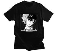 Anime Bungo Stray Dogs T-Shirt Dazai Osamu T-Shirt Men Women Summer Casual Short Sleeve Tops A-Black