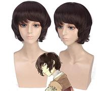 Anime Bungo Stray Dogs Wig Dazai Osamu Cosplay Wigs Short Brown Curly Synthesis Hair Halloween Costume Wig Perucas