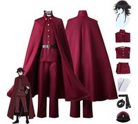 Anime Bungou Stray Dogs Season 4 Tetchou Suehiro Cosplay Costume Outfit Red Cape Uniform Full Set Halloween Party Dress Up Suit with Hat Wig