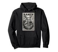 Anime Bunny Eating Ramen Japanese Manga Style Pullover Hoodie
