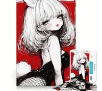Anime Bunny Girl Illustration 1000-piece Jigsaw Puzzles Brain Training Fun Tight Interlock No Gaps Bonding Activity for Loved Ones (38x26cm)