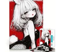 Anime Bunny Girl Illustration Adults 1000 Piece Jigsaw Puzzle Memory Fun Game Clean Cut Sturdy Components Unique Gift for Stress Relief (38x52cm)