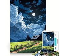 Anime Cabin Under Full Moon Adult Jigsaw Puzzles1000 Pieces Brain Game Gift High Precision Die Cut Relaxing Indoor Group Activity (38x26cm)