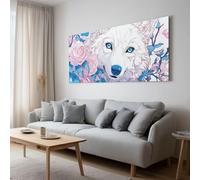Anime Canvas Prints Wall Art 140 x 70 cm - Elegant Framed Posters for Bedroom, Studio, Living Room, Game Room, Fantasy Animals Wolves Plants Flowers Canvas Artwork