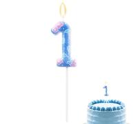 Anime Cartoon Number Birthday Candles, First 1st Cartoon Blue Cake Candle One Blue Hawaiian Cake Topper with Flowers for Birthday Decoration Party Supplies (1)