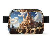 Anime Castle Sky Square Shaped Waist Bag with Light Versatile Durable Crossbody Bag for Adjustable Strap