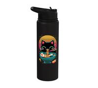Anime Cat Eating Ramen Japanese Ramen Cat Japan Stainless Steel Insulated Water Bottle