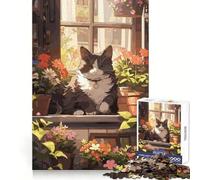 Anime Cat Florist Jigsaw Puzzle 1000 Piece for Teenagers Clear Thinking Relaxing Pastime Firm Interlock Perfect Present (38x52cm)