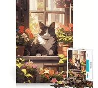 Anime Cat Florist Jigsaw Puzzles1000 Pieces Recall Skill Fun Professional Grade Cutting Thoughtful Gift for Mind Activity (38x26cm)