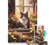 Anime Cat Florist Puzzle for Adults 1000 Pieces Memory Play Game Firm Fit Secure Assembly Meaningful Connection Building Game (50x75cm)