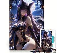 Anime Cat Girl in Night City 1000 Piece Teenager Puzzles Brain Boosting Play Tight Interlock No Gaps Relaxing Indoor Group Activity (50x75cm)