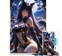 Anime Cat Girl in Night City Jigsaw Puzzle 1000 Recall Fun Play Advanced Laser Cutting Tech Holiday Indoor Entertainment Toy (38x52cm)