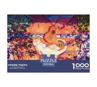 Anime Cat Guitar Jigsaw Puzzle Waterproof 1000 Piece Puzzle for Adults Fun Adults Jigsaw Puzzle Challenging Puzzle Games