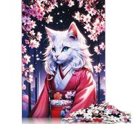 Anime Cat in Kimono Puzzle Precise Interlocking Paper Rectangular Jigsaw Puzzle for Boy Or Girl 1000pcs (26x38cm)